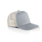 Side image of AS Colour Stock Contrast Trucker Cap in smoke/ecru colour