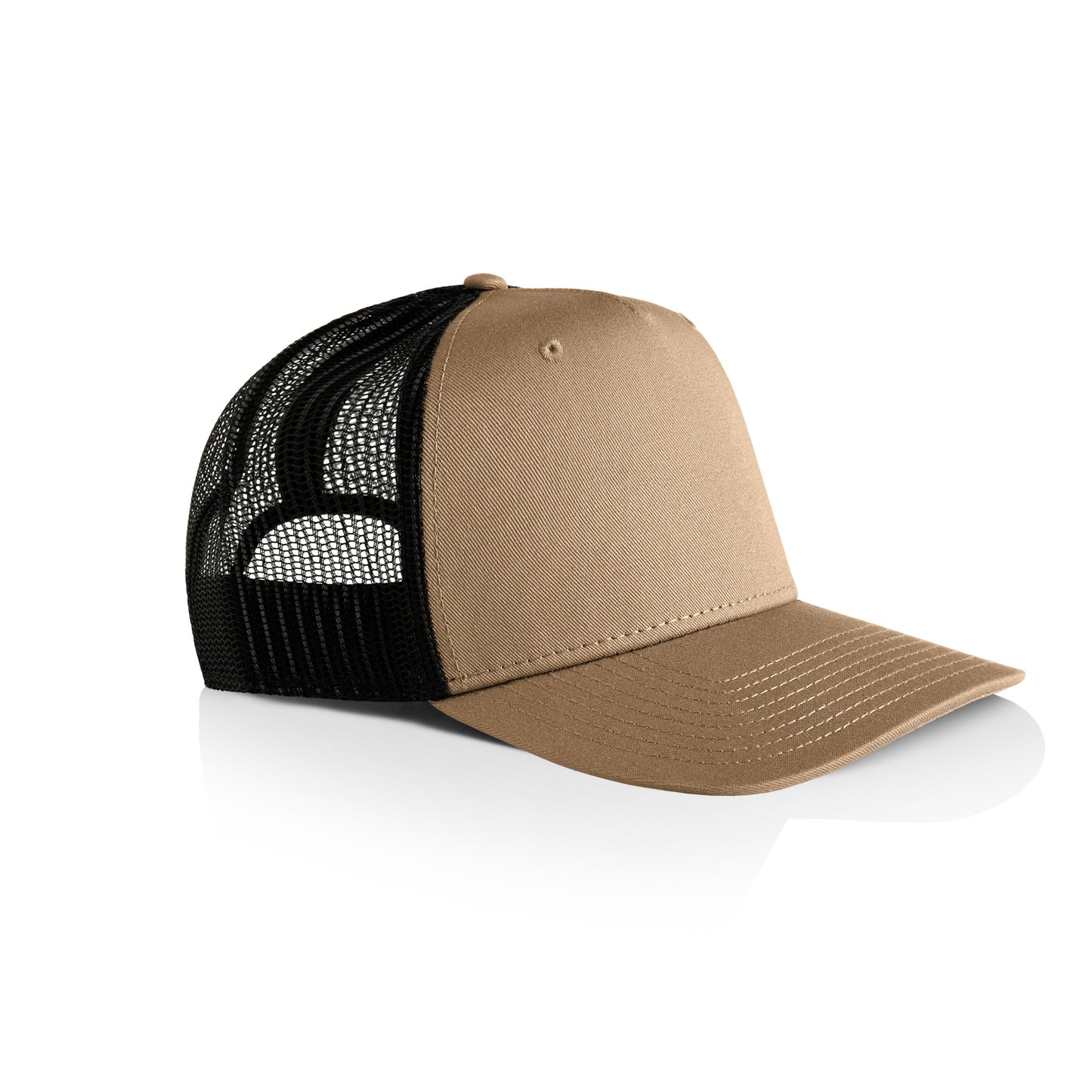 Side image of AS Colour Stock Contract Trucker Cap in khaki/black colour