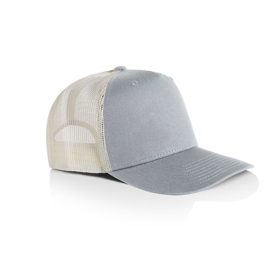 Side image of AS Colour Stock Contract Trucker Cap in smoke/ecru colour