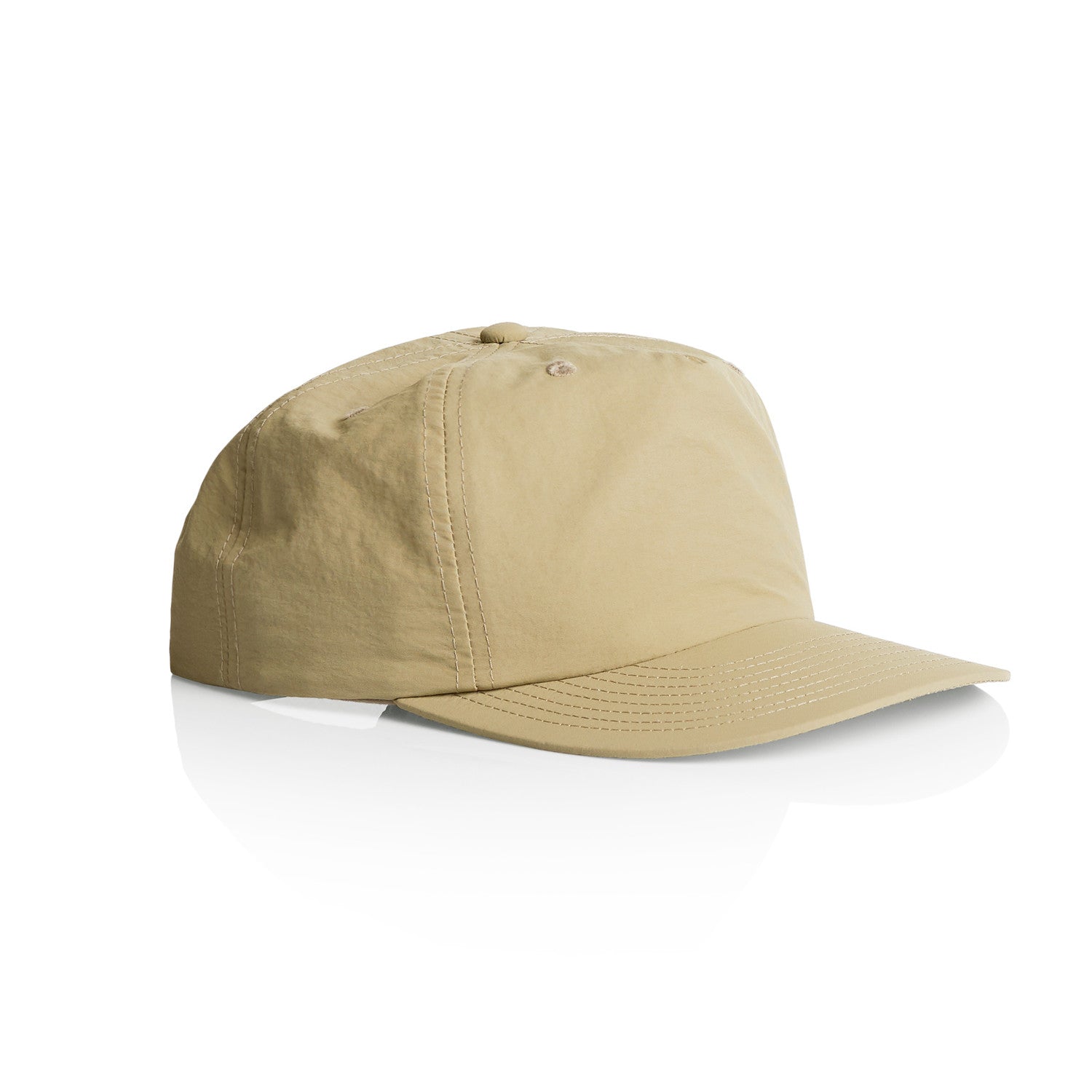 AS Colour Surf Cap in khaki side view – Custom Embroidered | My Custom Beanie
