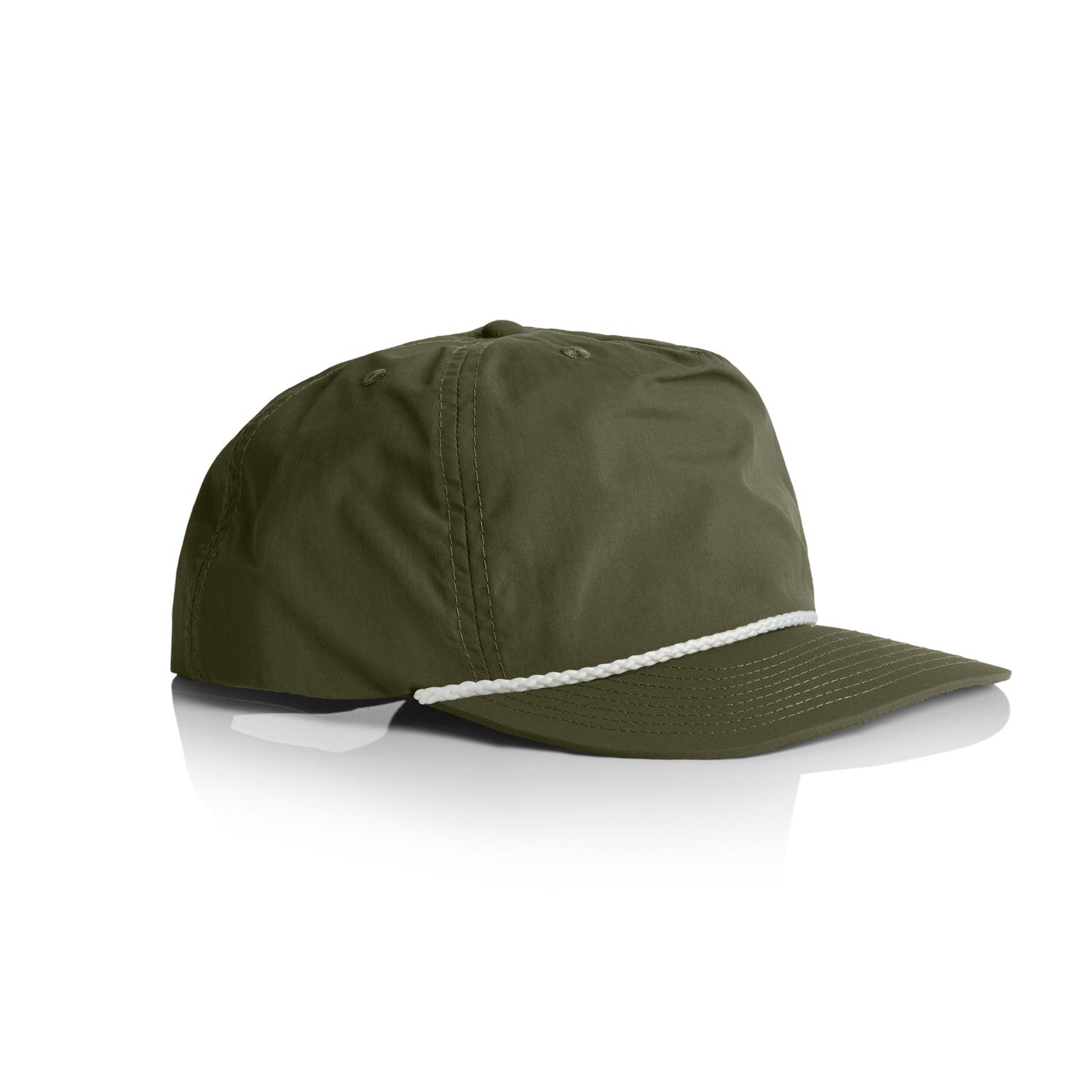 AS Colour surf rope cap in army green viewed from the side on a white background