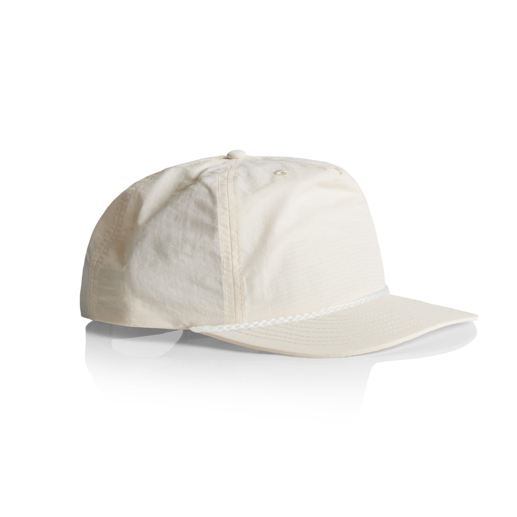 AS Colour surf rope cap in ecru viewed from the side on a white background