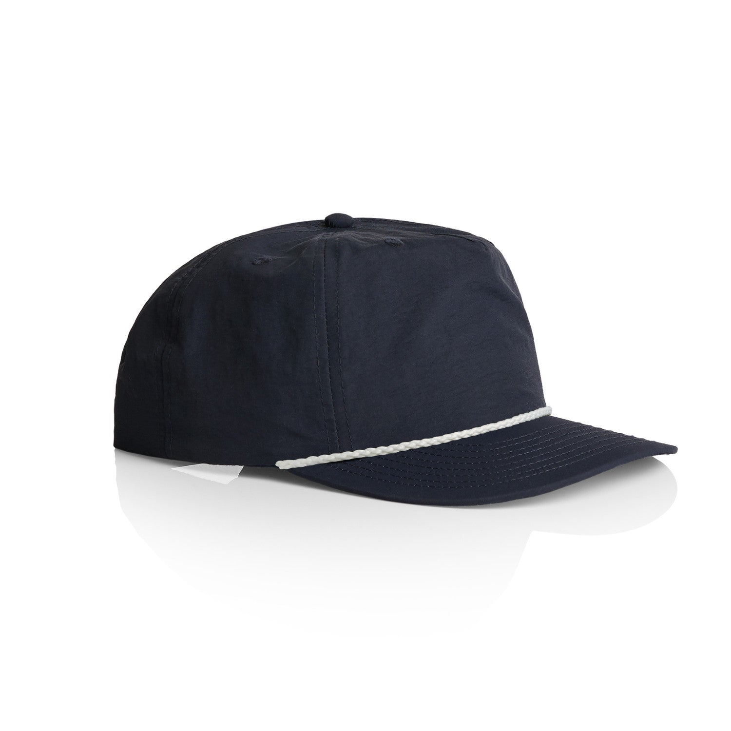 AS Colour surf rope cap in navy viewed from the side on a white background