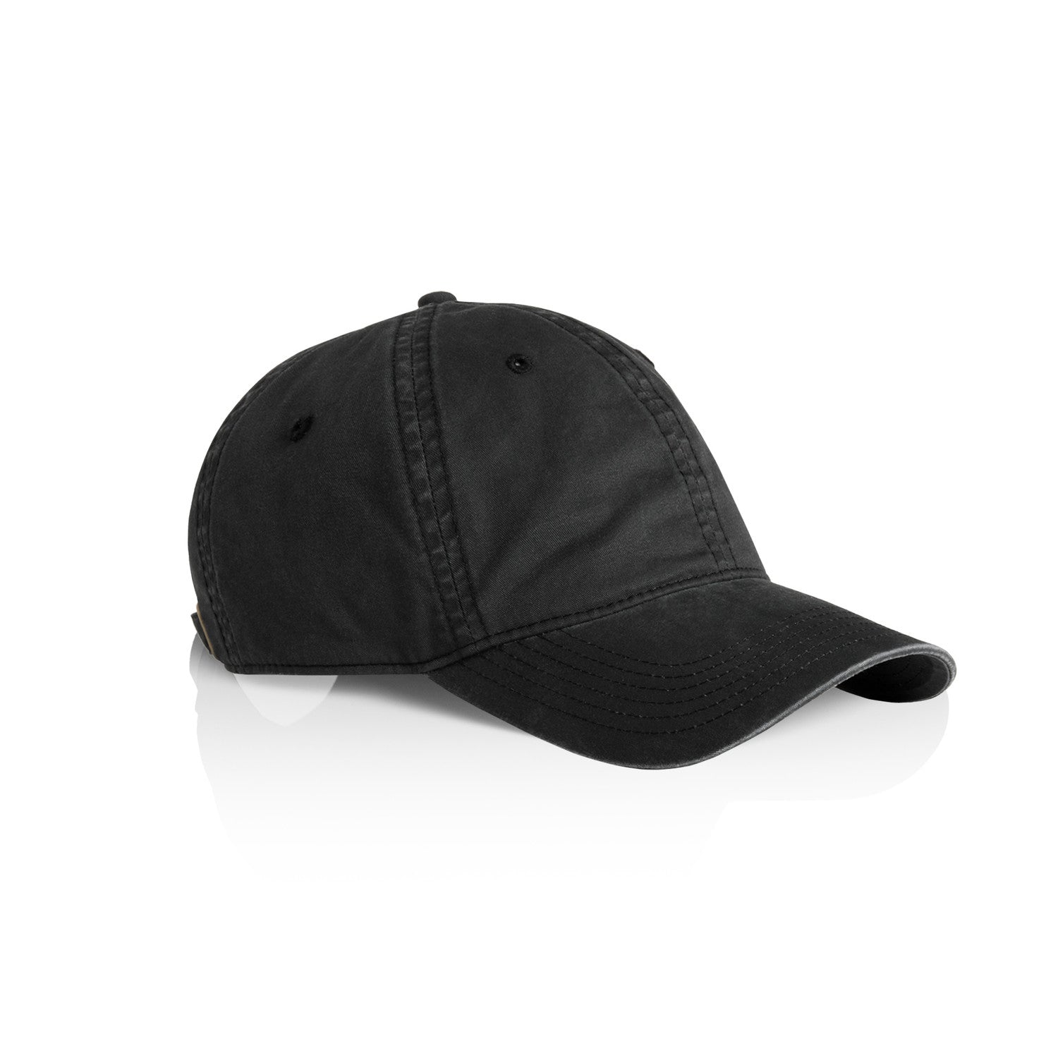 Product image of as colour access faded cap in the colour black viewed from the side on a white background