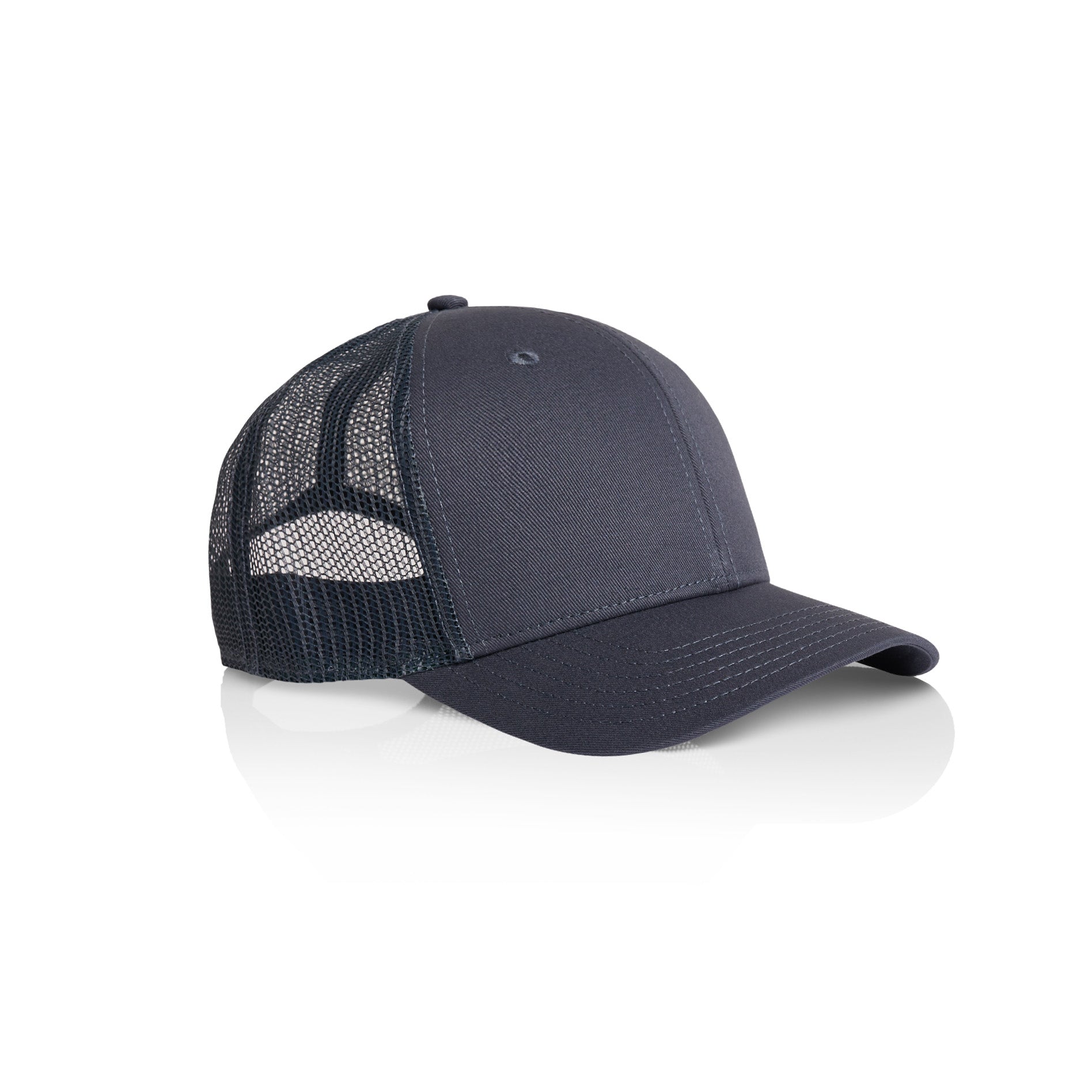 Side Image of AS Colour Icon Trucker Cap in Colour Petrol Blue