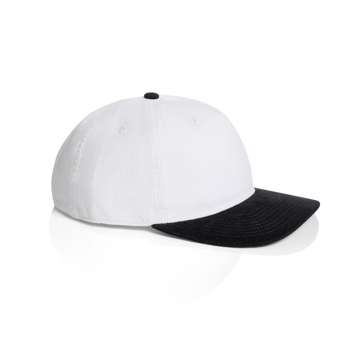 AS Colour class cord two-tone cap in white/black viewed from the side on a white background