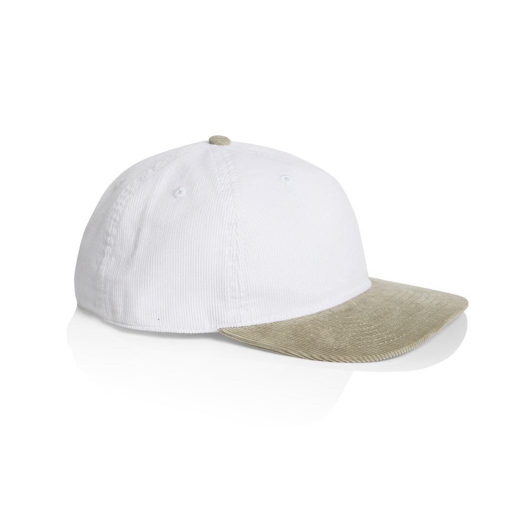 AS Colour class cord two-tone cap in white/eucalyptus viewed from the side on a white background