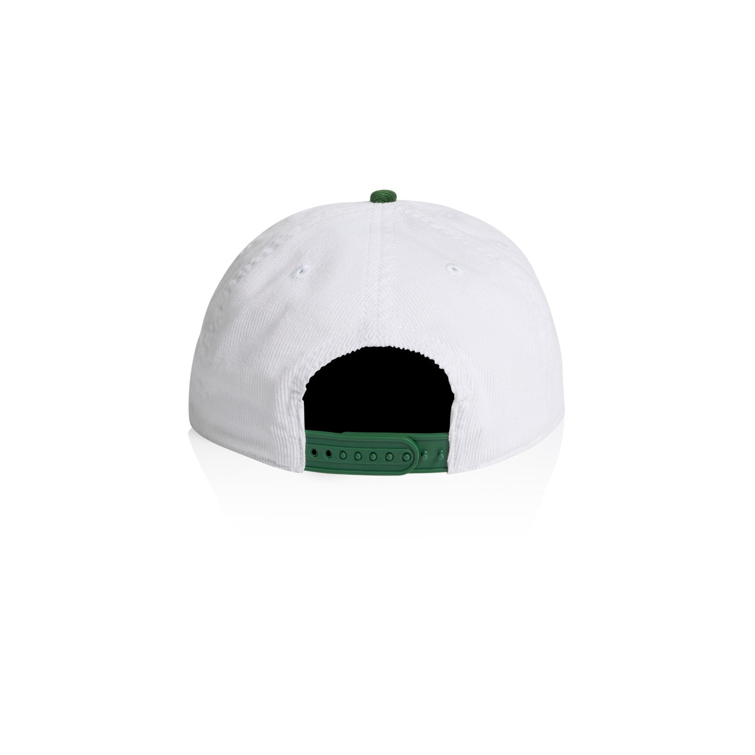AS Colour class cord two-tone cap in white/forest viewed from the back on a white background