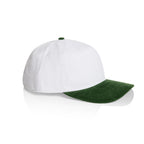 AS Colour class cord two-tone cap in white/forest viewed from the side on a white background