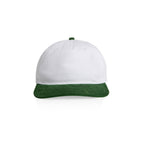 AS Colour class cord two-tone cap in white/forest viewed from the front on a white background