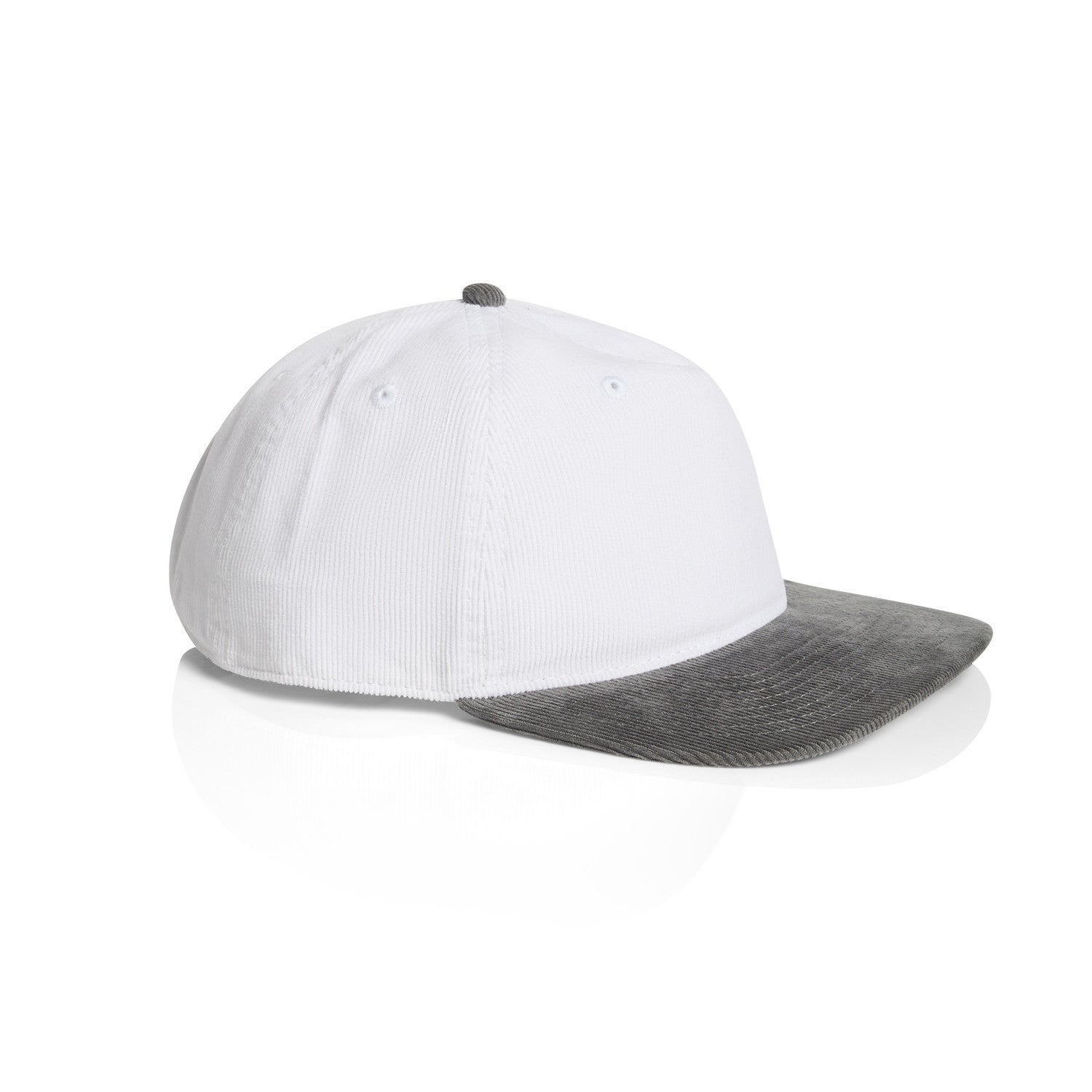 AS Colour class cord two-tone cap in white/shadow viewed from the side on a white background
