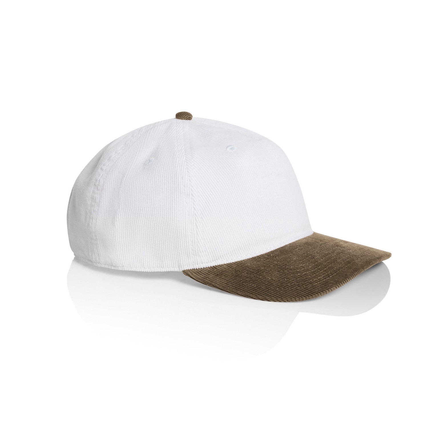 AS Colour class cord two-tone cap in white/walnut viewed from the side on a white background