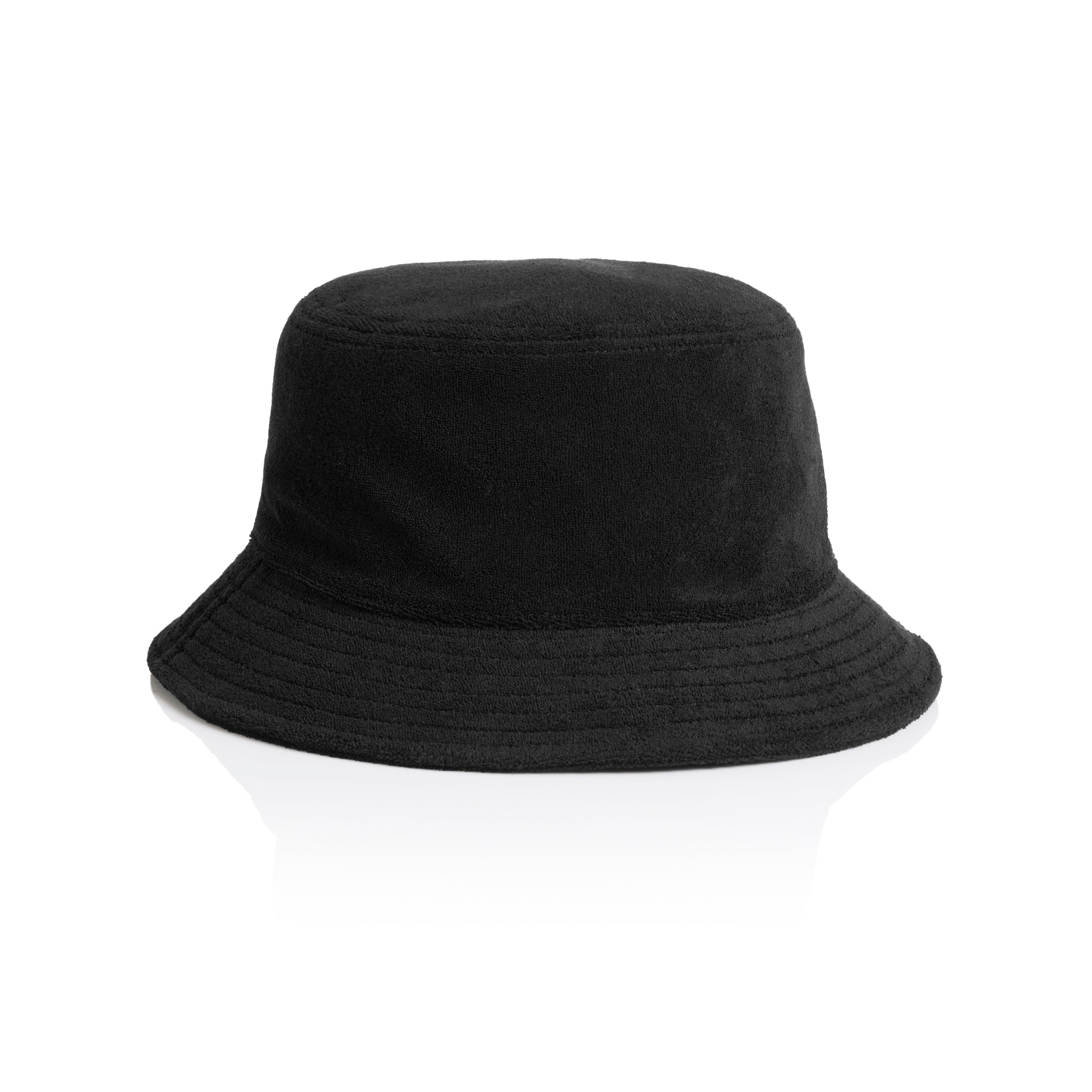 Black AS Colour Terry bucket hat on a white background