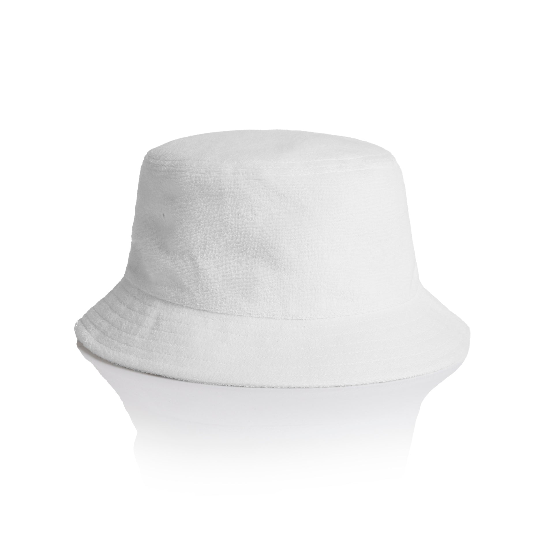 White AS Colour Terry bucket hat on a white background