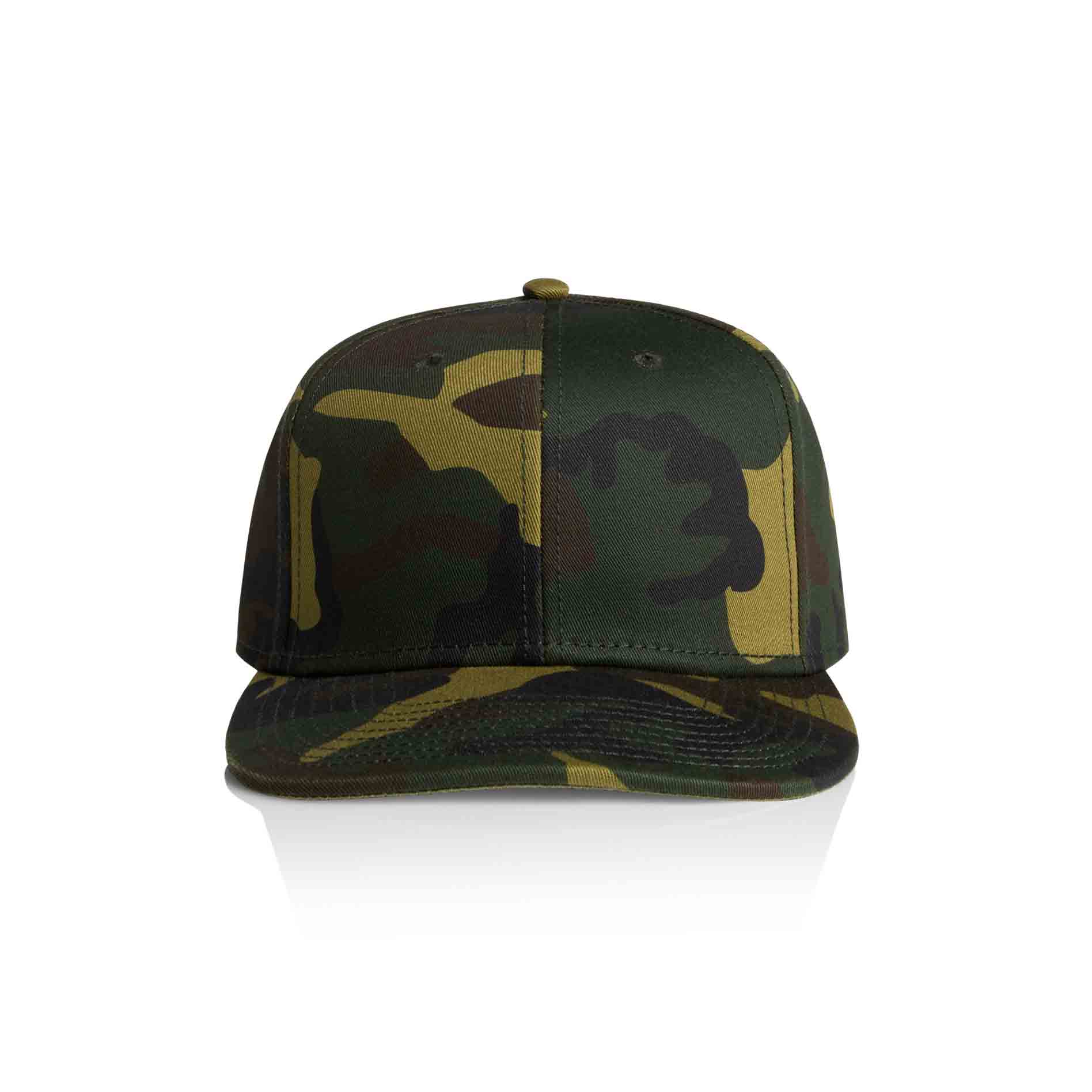 Camouflage-patterned  as colour camo cap on a white background front view