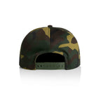 Camouflage-patterned  as colour camo cap on a white background back view