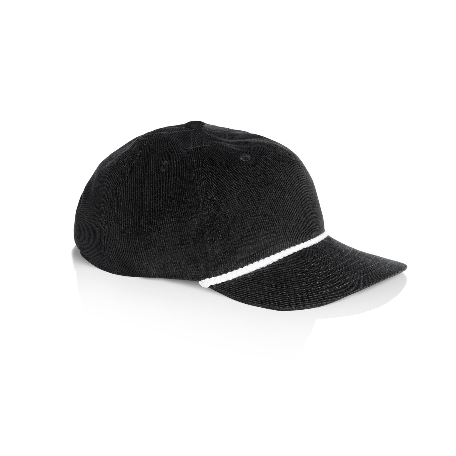 AS Colour class cord rope cap in black viewed from the side on a white background