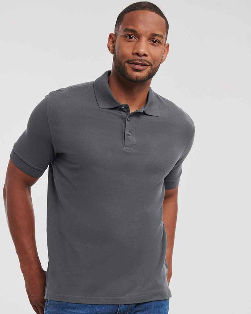 model image russell ultimate cotton pique polo-shirt colour titanium