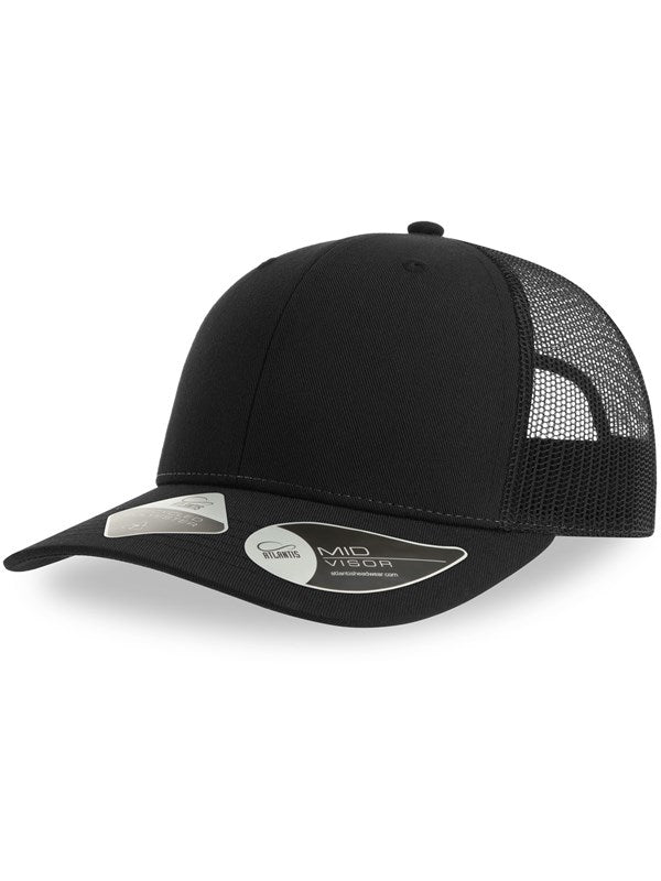 product image of atlantis bryce recycled trucker 6 panel cap in colour black/black