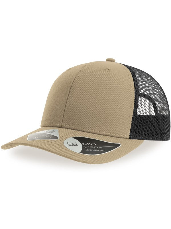 product image of atlantis bryce recycled trucker 6 panel cap in colour khaki/black