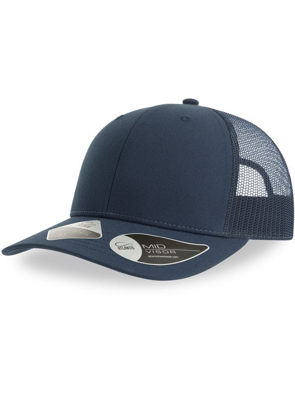 product image of atlantis bryce recycled trucker 6 panel cap in colour navy/navy
