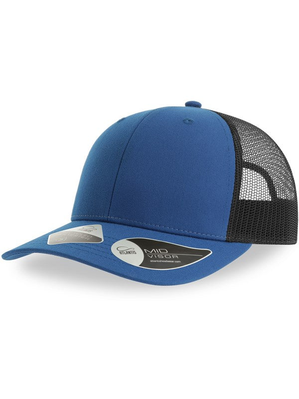 product image of atlantis bryce recycled trucker 6 panel cap in colour royal/black