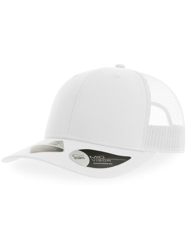product image of atlantis bryce recycled trucker 6 panel cap in colour white/white