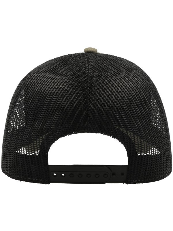 Product Image of Atlantis Rapper Cotton 5 Panel Trucker Cap Adult in olive/black back image