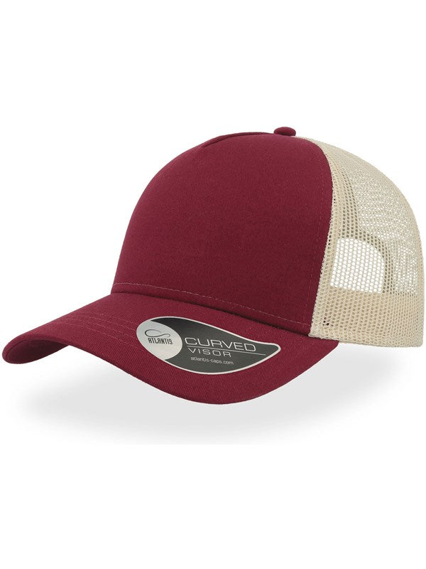 Product Image of Atlantis Rapper Cotton 5 Panel Trucker Cap Adult in burgundy/stone