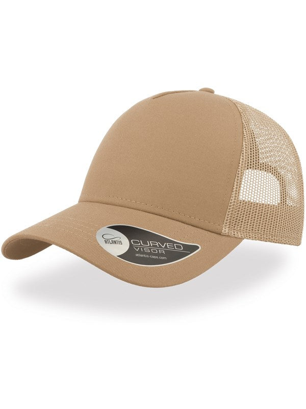 Product Image of Atlantis Rapper Cotton 5 Panel Trucker Cap Adult in khaki/stone
