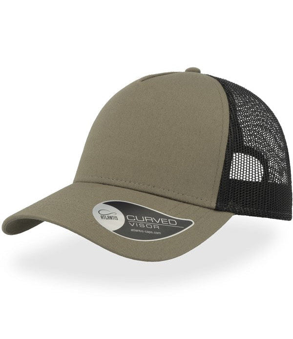 Product Image of Atlantis Rapper Cotton 5 Panel Trucker Cap Adult in olive/black