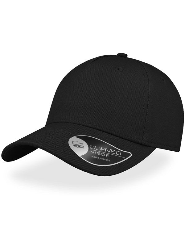 product image of Shot Curved Visor 5 Panel Structured Cap in colour black