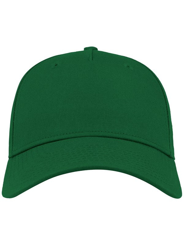 product image of Shot Curved Visor 5 Panel Structured Cap from the front in colour green