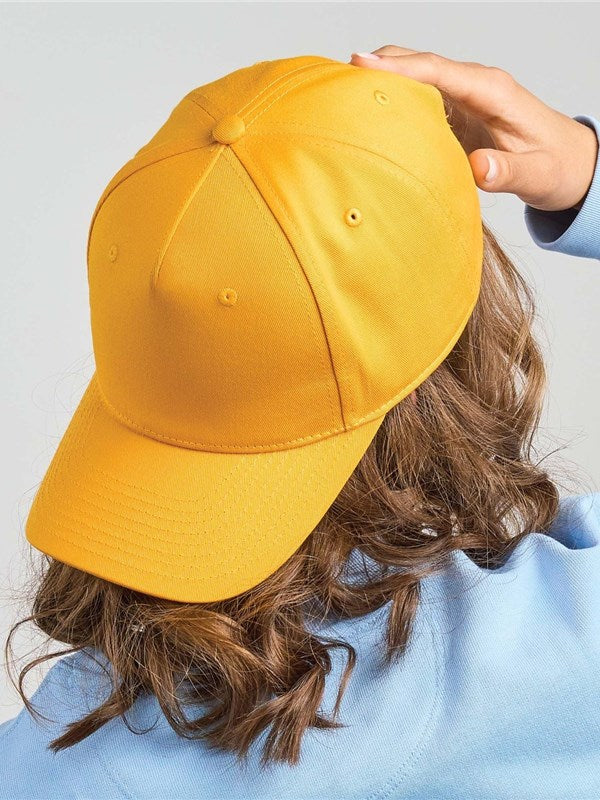 model image of Shot Curved Visor 5 Panel Structured Cap in yellow