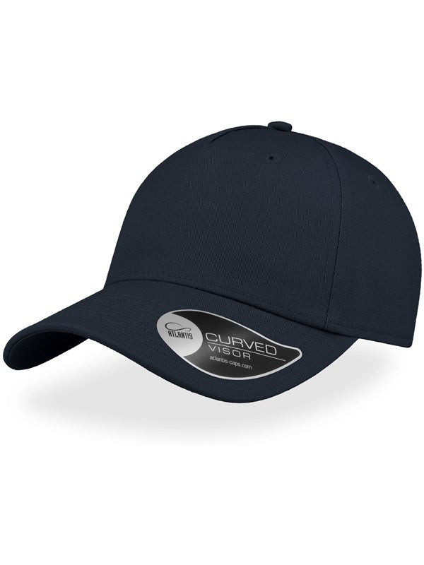 product image of Shot Curved Visor 5 Panel Structured Cap in colour navy