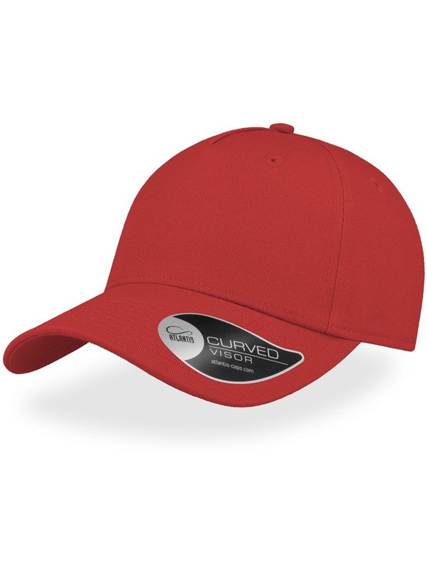 product image of Shot Curved Visor 5 Panel Structured Cap in colour red