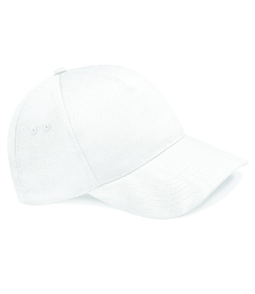 White Beechfield Ultimate 5 Panel Cap