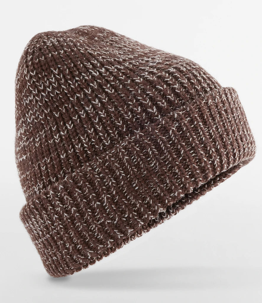 product image of beechfield campfire beanie in colour brown speck shot on a white background