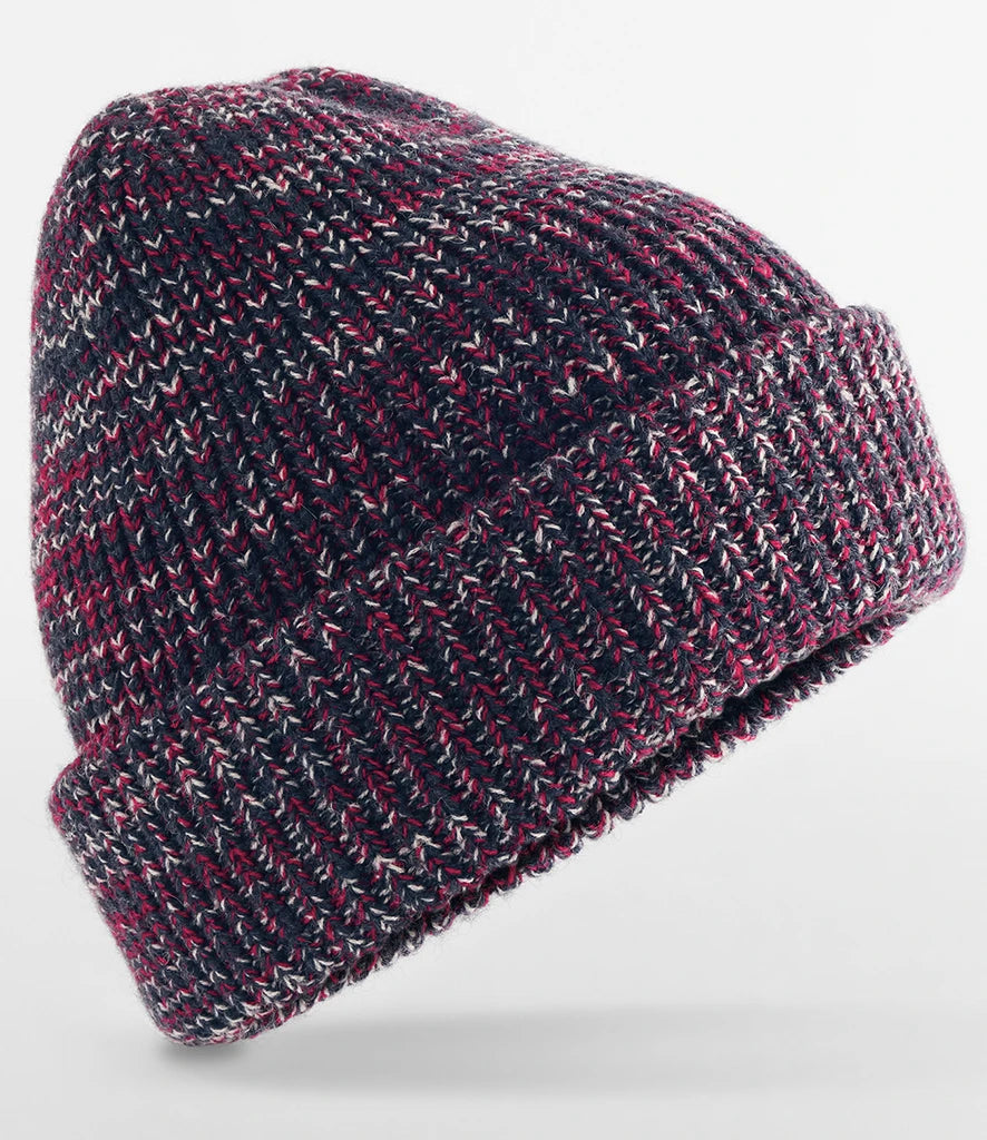 product image of beechfield campfire beanie in colour navy speck shot on a white background