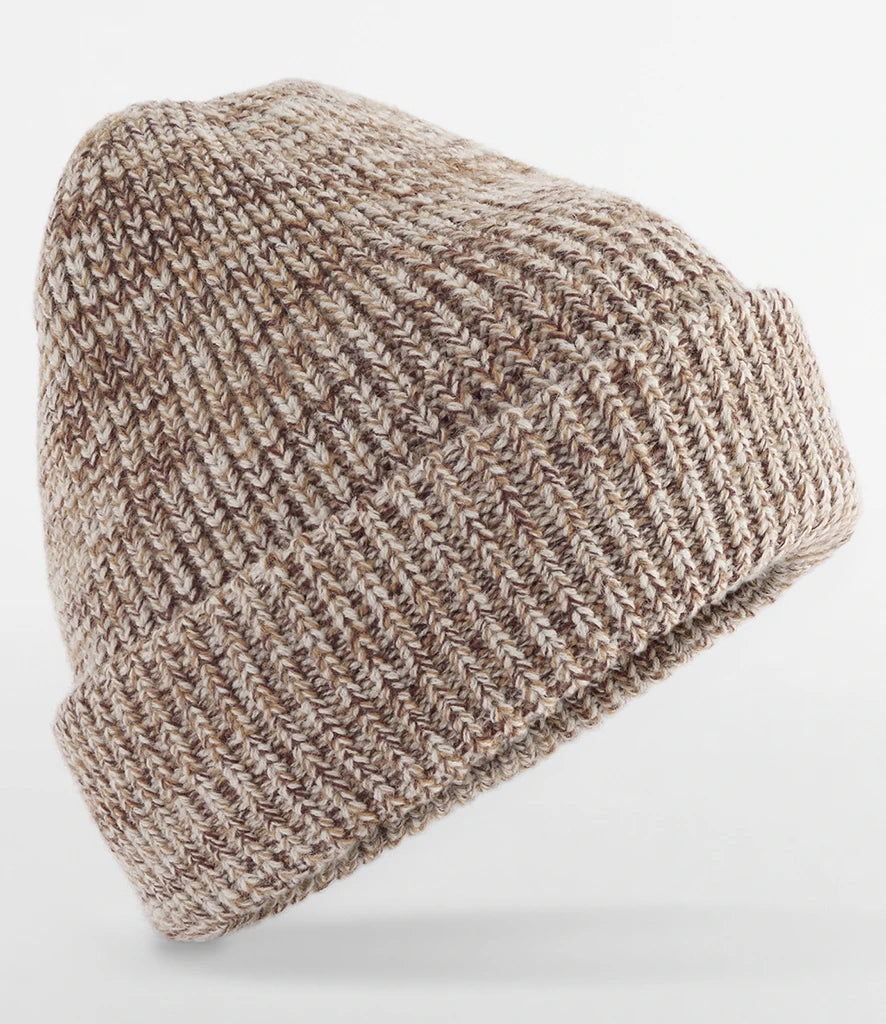 product image of beechfield campfire beanie in colour oatmeal speck shot on a white background
