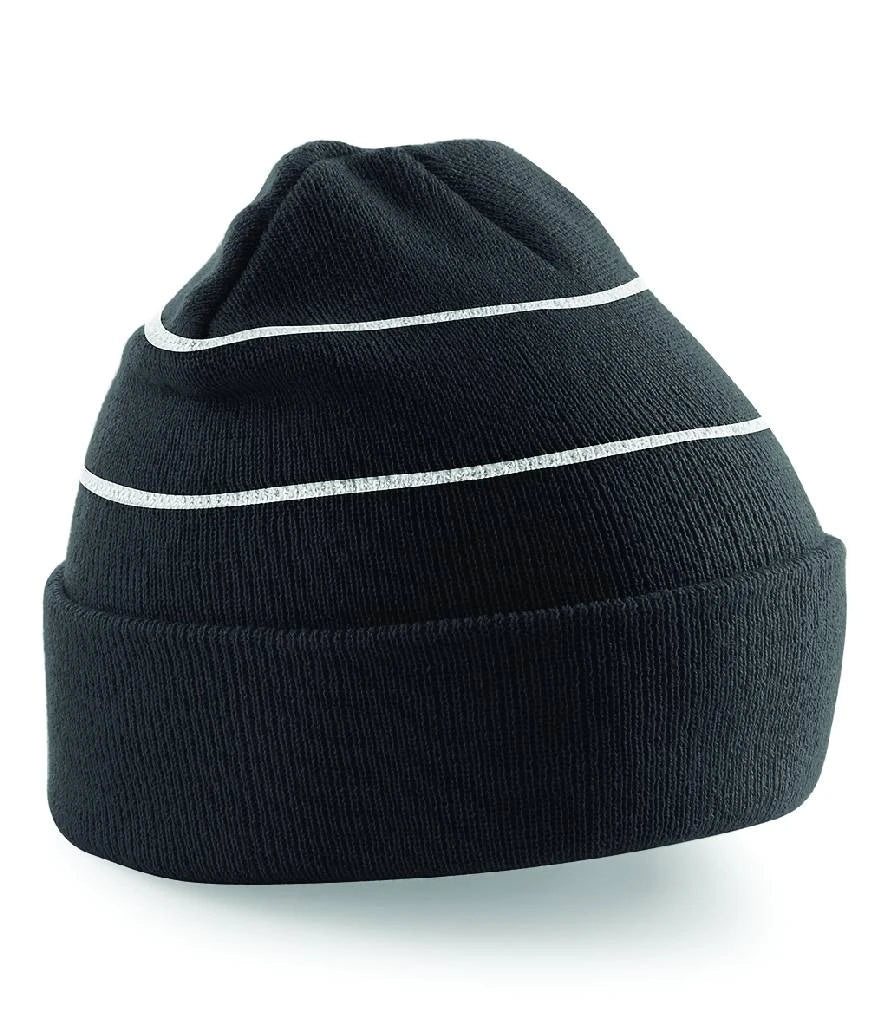 product image of Beechfield Enhanced-Viz Beanie in colour black photographed on a white background
