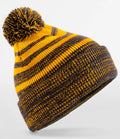 product image of beechfield team stripe beanie in colour gold and black photographed on a white background