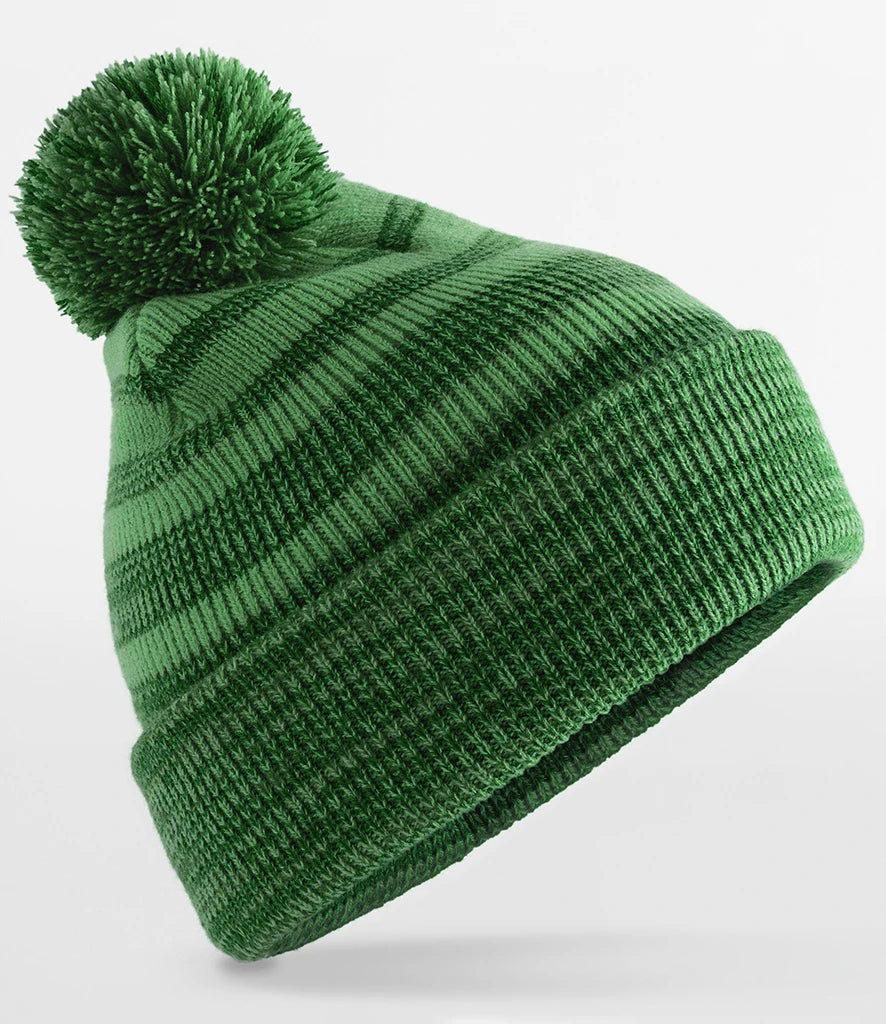 product image of beechfield team stripe beanie in colour green photographed on a white background