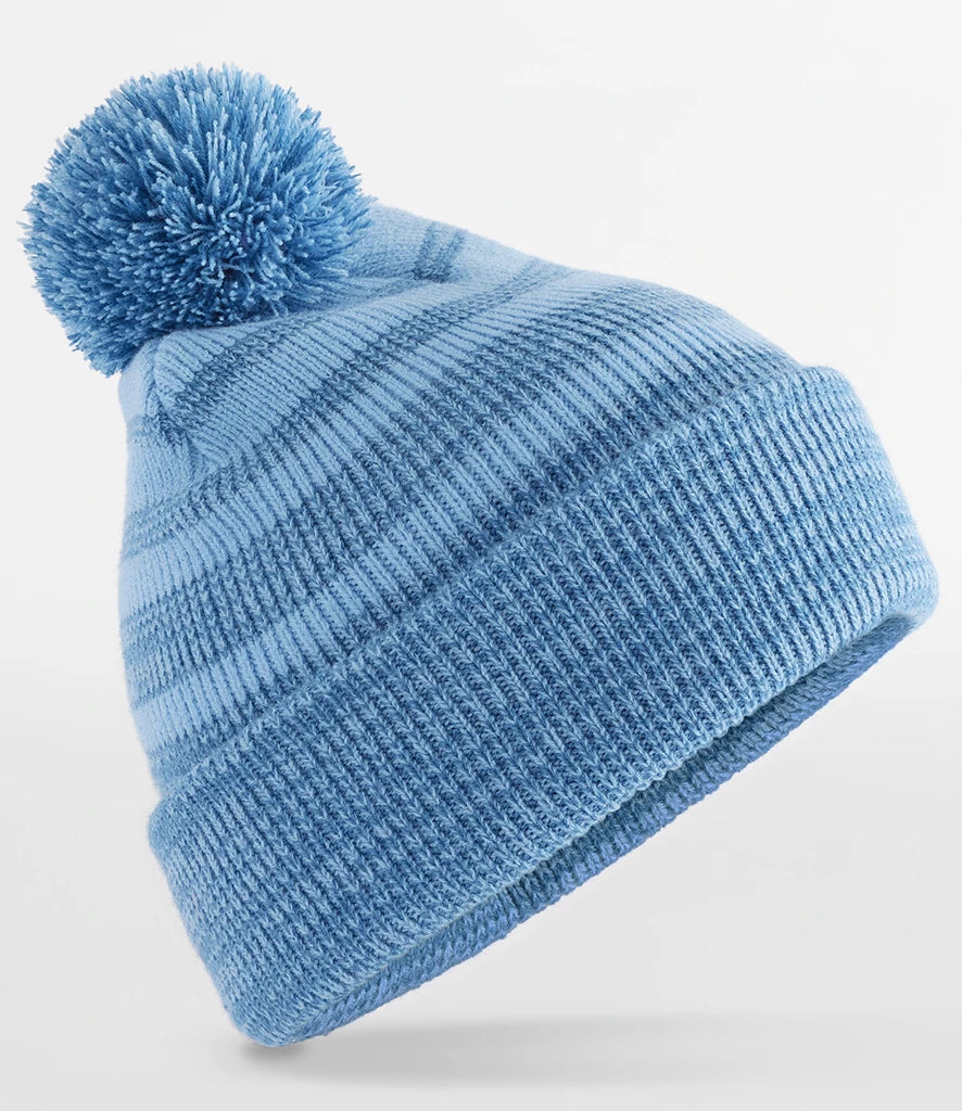 product image of beechfield team stripe beanie in colour sky blue photographed on a white background