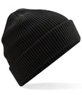 product image of Beechfield Organic Cotton Waffle Beanie in colour black photographed on a white background