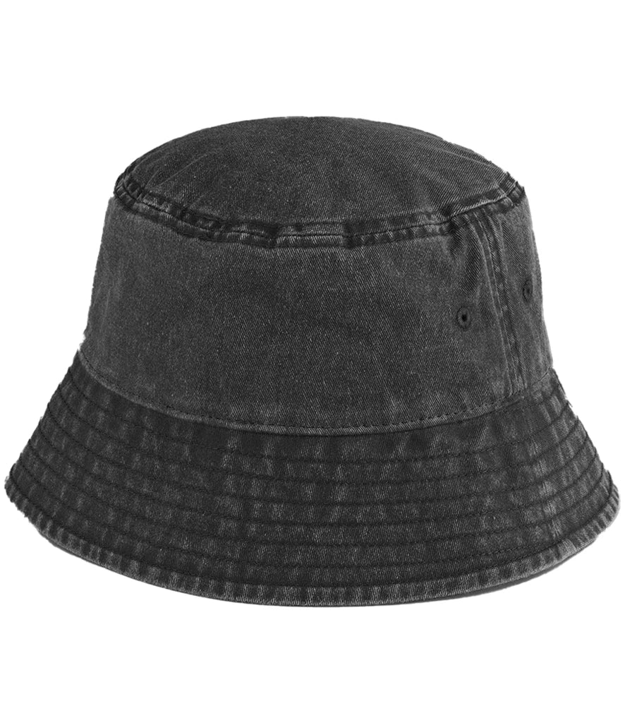 Vintage black bucket hat on a white background