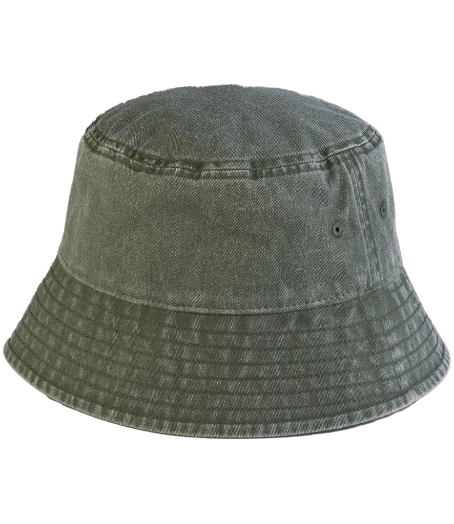 Olive green bucket hat on a white background