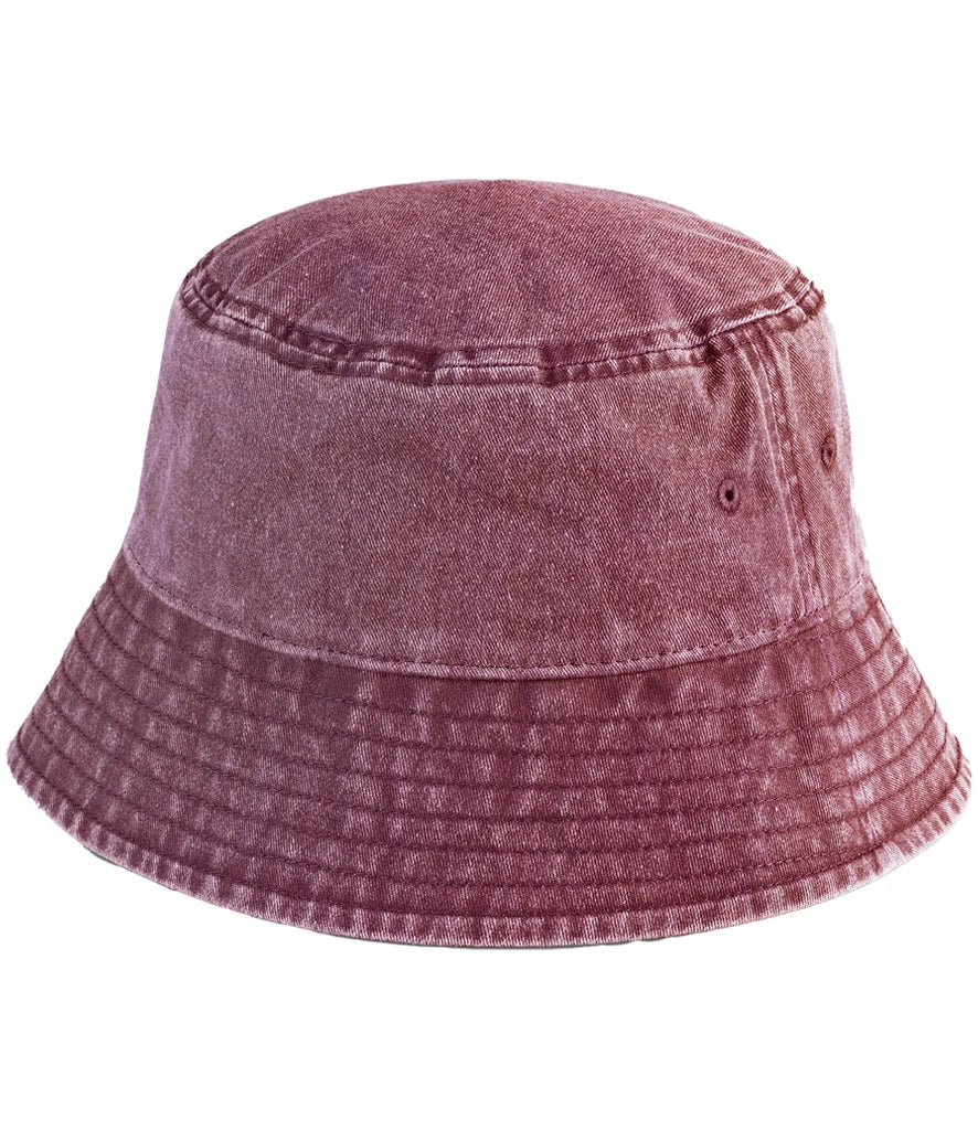 Vintage red bucket hat on a white background