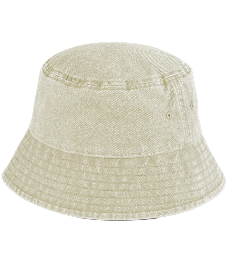 Vintage stone bucket hat on a white background