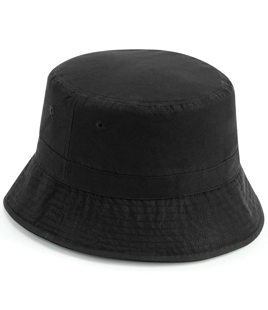 Black bucket hat on a white background